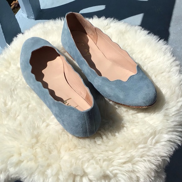 French Sole New York-FSNY-Jigsaw Blue Suede Flats Leather Size 8B Made in Spain - Picture 5 of 12